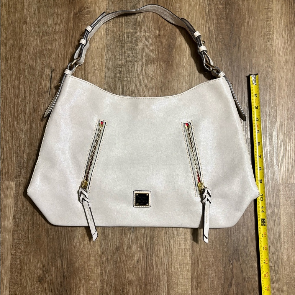 Dooney & Bourke oyster Leather Cooper Shoulder Bag with Gold Accents
